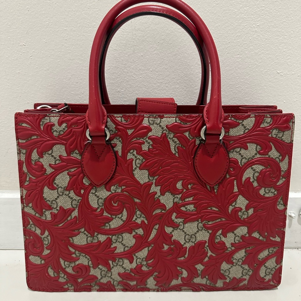 ❤️SOLD❤️GUCCI UNIQUE leather and GG monogram logo handbag